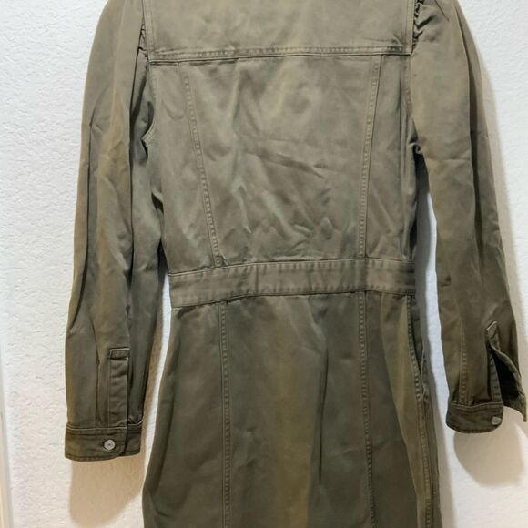 Rails Lisette Denim Twill Mini Dress Button Up Puff Sleeve Moss XS - Picture 8 of 12